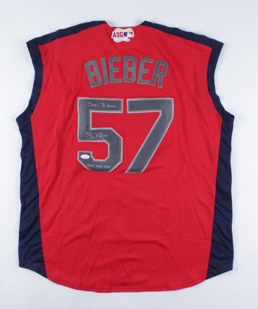 Shane Bieber Signed American League Jersey Inscribed "3 up, 3 down" & "2019 ASG