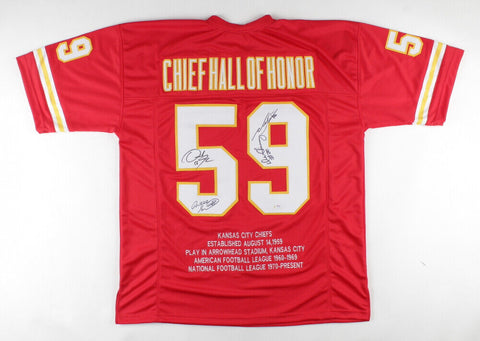 Chiefs Jersey Signed (4) Neil Smith, Derrick Johnson, Will Shields, Deron Cherry