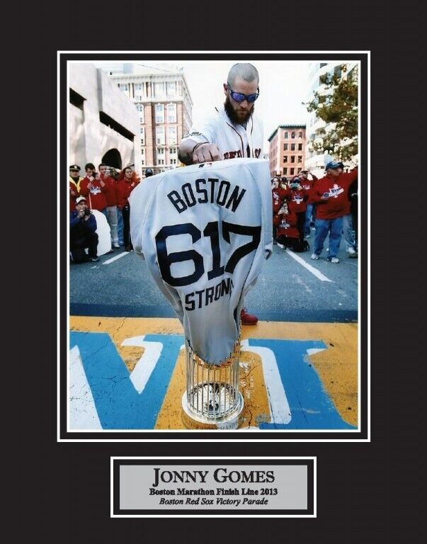 Jonny Gomes Signed Red Sox Boston Strong Jersey (JSA COA) Bean Town Area  Code