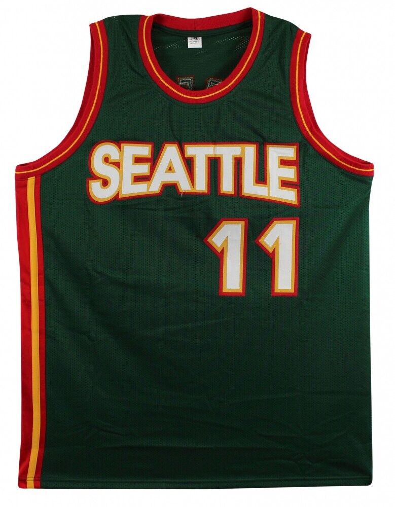 Detlef Schrempf Autographed Seattle Custom Green Basketball Jersey - BAS