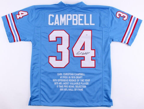 Earl Campbell Signed Houston Oilers Jersey (JSA COA) Hall of Fame