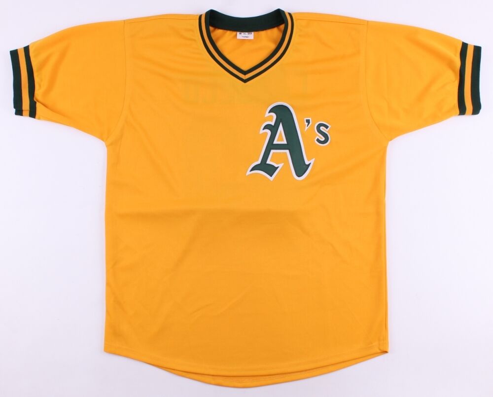 Jose Canseco Signed Oakland A's White Jersey Batting