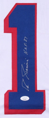 Eddie Giacomin Signed New York Rangers Jersey Inscribed "HOF 1987" (JSA COA)