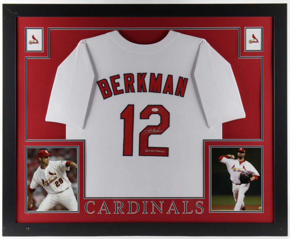 Lance Berkman Signed 35x43 Framed Jersey Display Inscribed 2011 WS