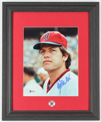 Carlton Fisk Signed 13x16 Framed Photo Display (Beckett COA) w/Retirement 27 Pin