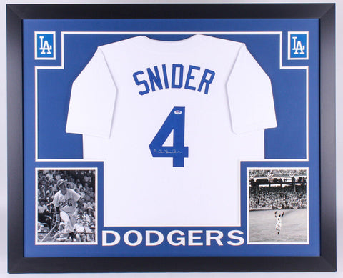 Duke Snider Signed Brooklyn Dodgers 35x43 Custom Framed Jersey (PSA COA) D-2011