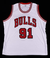 Dennis Rodman Signed Chicago Bulls White Jersey (JSA COA) 5xNBA Champion