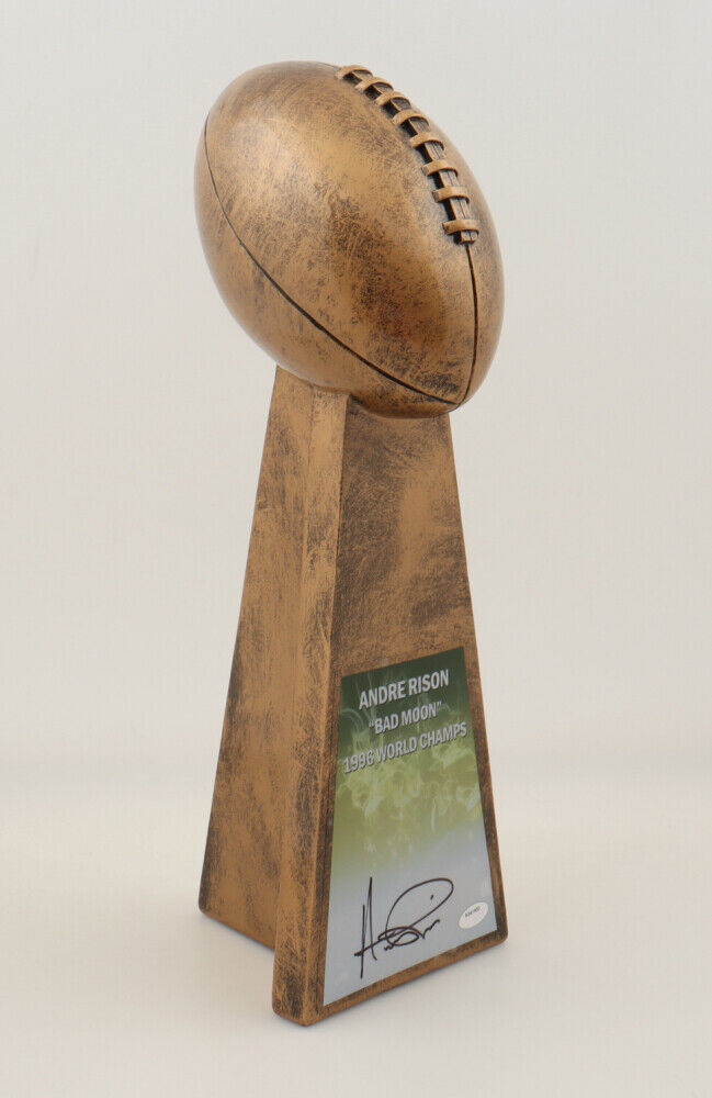 Andre Rison Signed 15 Inch Replica Lombardi Trophy (Schwartz) Green Bay Packers