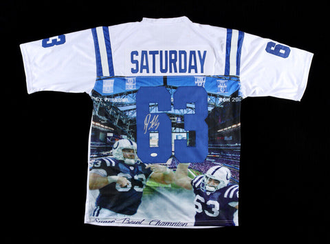 Jeff Saturday Signed Indianapolis Colts Custom Photo Image Jersey (JSA COA)