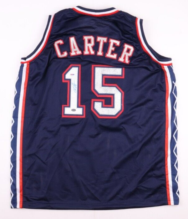 Vince Carter Signed Nets Jersey (PSA & Mounted Memories) 22 Year