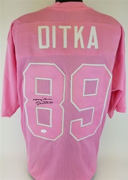 Mike Ditka Signed Chicago Bears Custom Pink Jersey (JSA Witness COA)