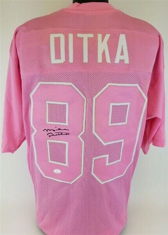 Mike Ditka Signed Chicago Bears Custom Pink Jersey (JSA Witness COA)