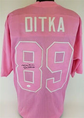 Mike Ditka Signed Chicago Bears Custom Pink Jersey (JSA Witness COA)