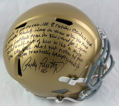 Rudy Ruettiger Signed Notre Dame Fighting Irish Full-Size Helmet Inscription JSA