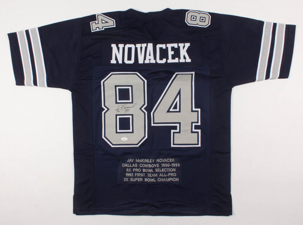 Jay Novacek Signed Dallas Cowboys Career Highlight Stat Jersey