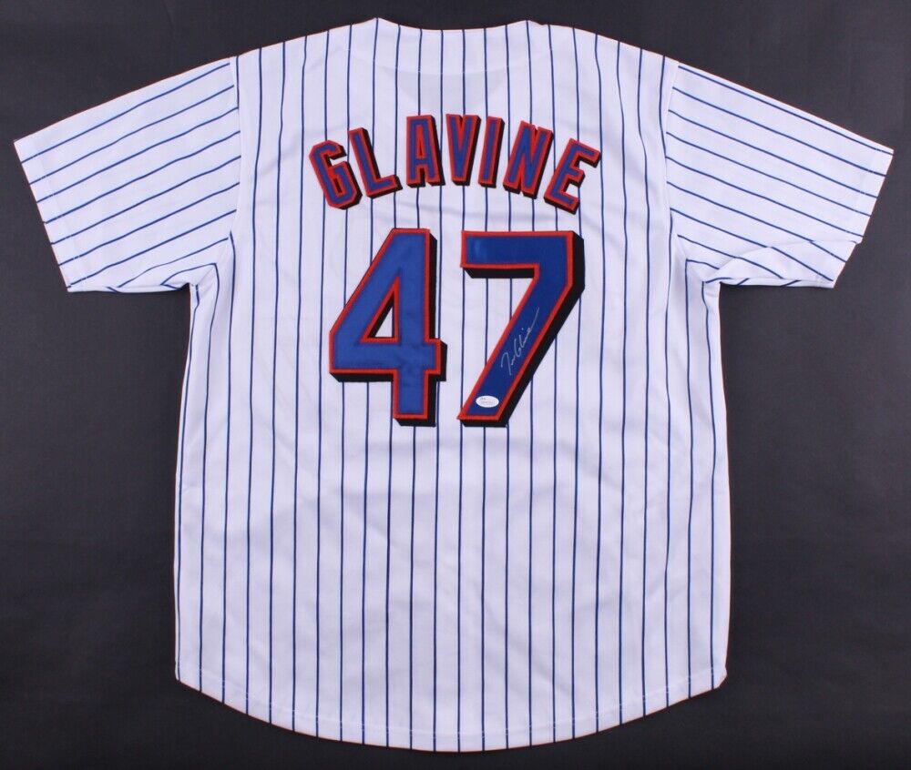 Tom Glavine Signed Mets Pinstipped Jersey (JSA COA) Won his 300th Game –