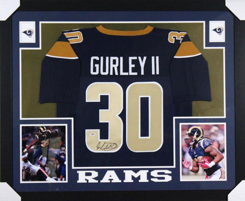Todd Gurley Signed Los Angeles Rams 35x43 Framed Jersey (PSA Hologram) Star RB