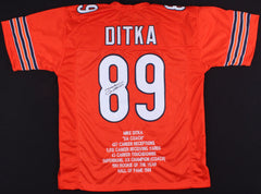Mike Ditka Signed Chicago Bears Orange Career Highlight Stat Jersey (JSA COA)