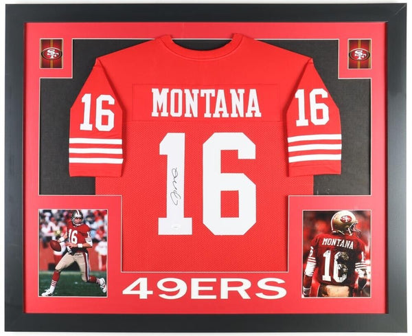 Framed Joe Montana Facsimile Autographed Jersey Number 23x21 San