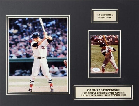 Carl Yastrzemski Signed Boston Red Sox 14" x 18" Matted Photo Display (JSA COA)