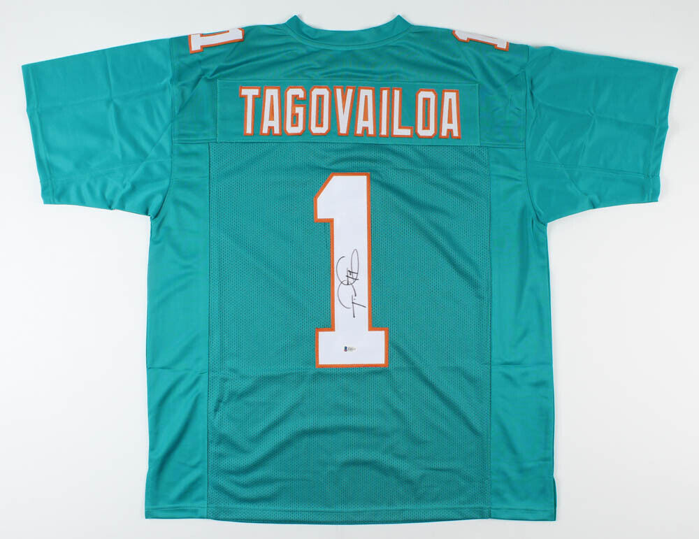 Miami Dolphins Tua Tagovailoa Signed Teal Jersey - Beckett