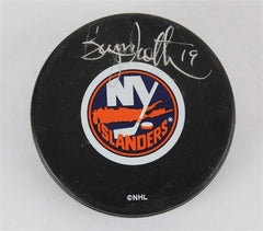 Bryan Trottier Signed  New York Islander Logo Puck (JSA COA) 524 Goals 1975–1994