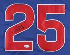 Derrek Lee Signed Chicago Cubs Custom Style Jersey (JSA Holo) 2xAll Star