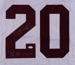 Billy Sims Signed Oklahoma Sooners White Jersey Inscribed "78 Heisman" (JSA COA)