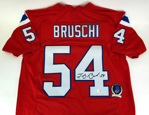 Tedy Bruschi Signed New England Patriots Jersey (Beckett) 3×Super Bowl Champions