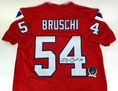Tedy Bruschi Signed New England Patriots Jersey (Beckett) 3×Super Bowl Champions