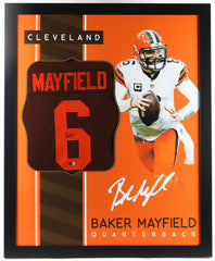Baker Mayfield Signed Cleveland Browns 35x 43 Framed Jersey (Beckett Hologram)