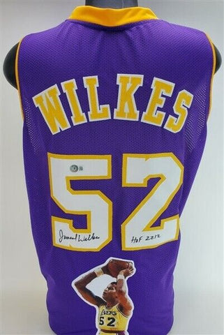 Jamaal Wilkes Signed Los Angeles Lakers Purple Home Picture Jersey (JSA COA)