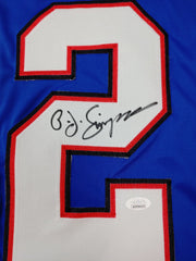 O.J. Simpson Signed Buffalo Bills Blue Throwback Jersey (JSA COA) 5×Pro Bowl RB