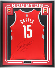 Clint Capella Signed Rockets 35"x43" Framed Jersey (Tristar) 2021 Rebound Leader