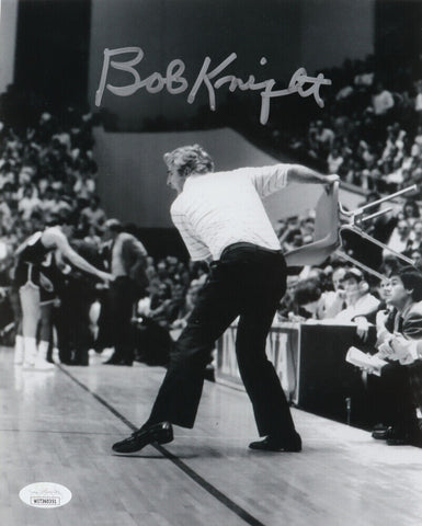 Bob Knight Signed Indiana Hoosiers 8x10 Photo (JSA COA) The Infamous Chair Toss