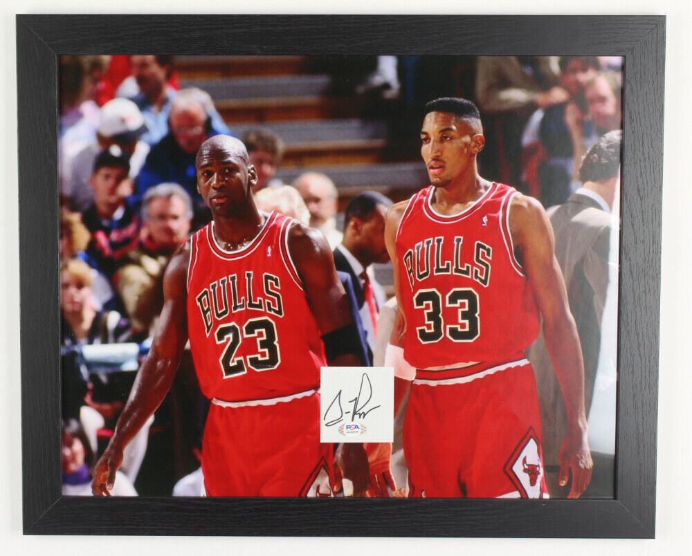 Scottie Pippen Autographed Framed Bulls Jersey