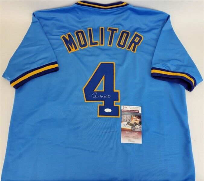 Paul Molitor Signed Brewers Jersey (JSA COA) 3000 Hit Club / Hall of F –