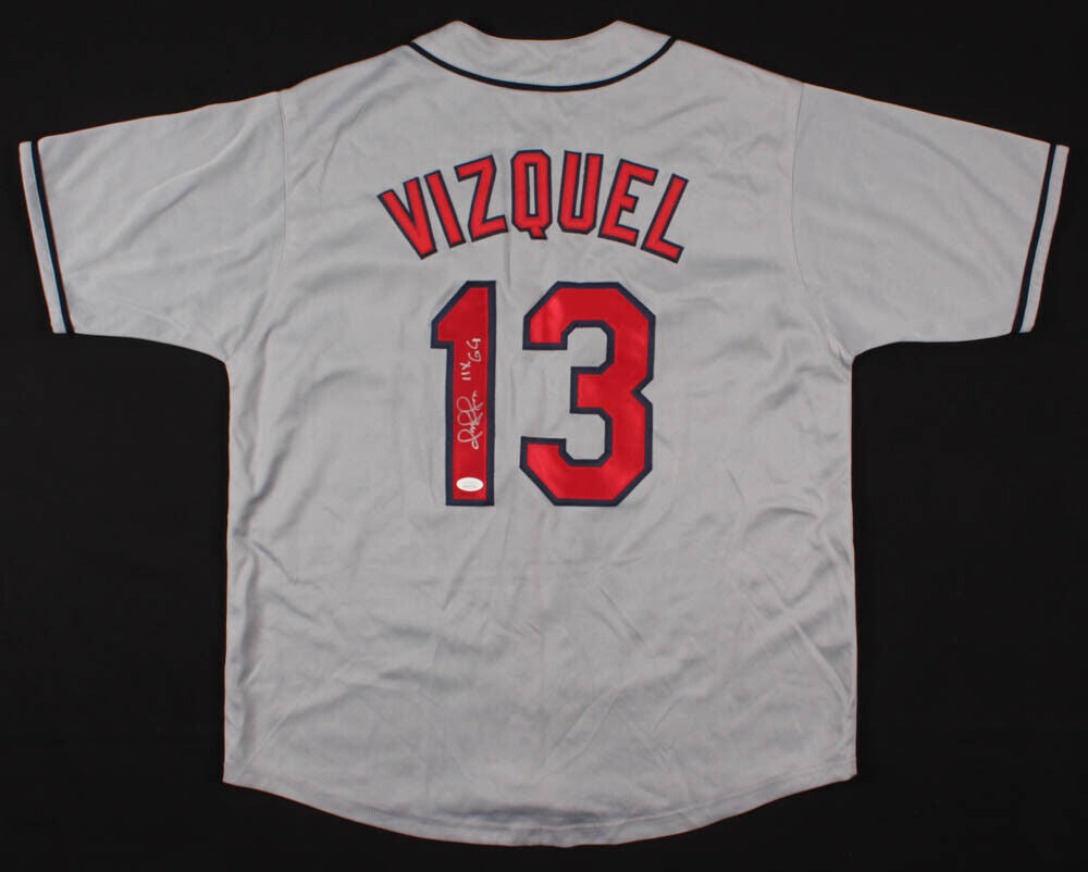 Omar Vizquel Signed Cleveland Indians Jersey Inscribed 11x GG