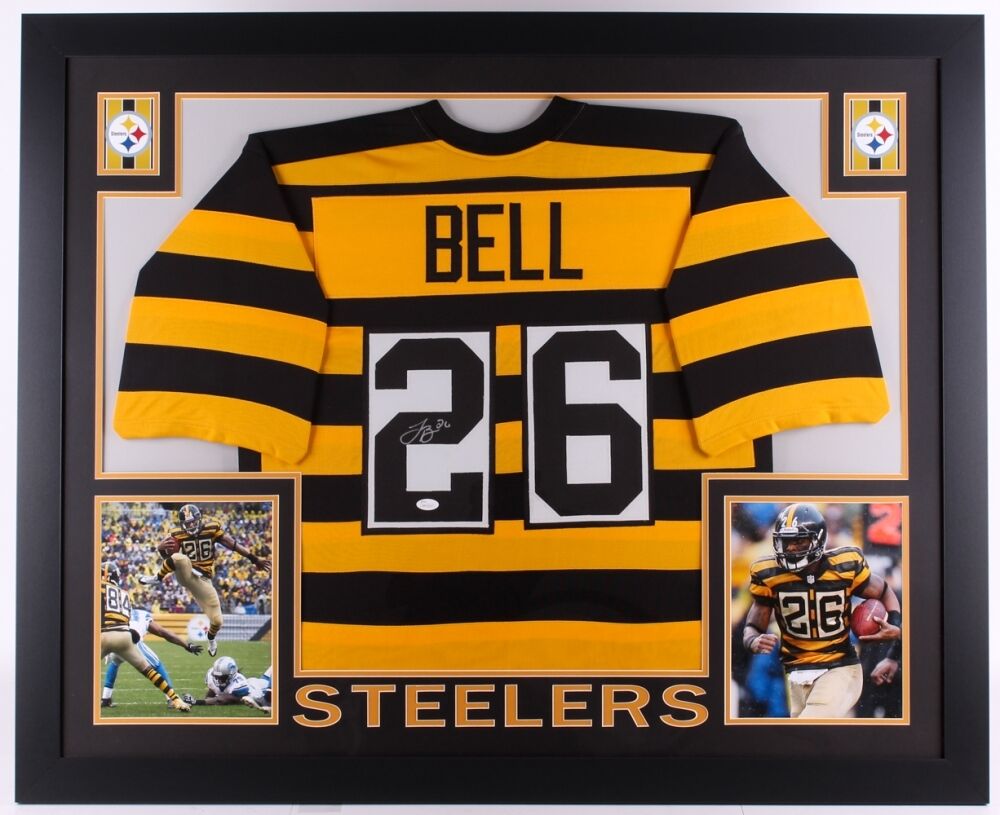 Le'Veon Bell Signed Steelers 35' x 43' Custom Framed Throwback Jersey –