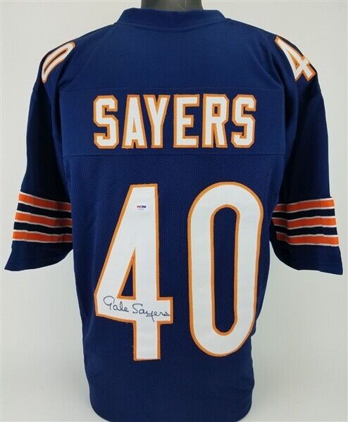 Gale Sayers Autographed and Framed Blue Chicago Jersey Auto PSA COA