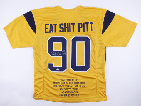 Darryl Talley Signed West Virginia Mountaineers "EAT S**T PITT" Jersey (JSA COA)