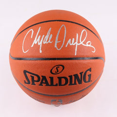 Clyde Drexler Signed NBA Silver Series Basketball JSA COA Trail-Blazers, Rockets