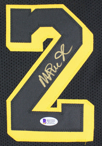 Magic Johnson Signed Los Angeles Lakers Black Jersey (Beckett COA) 5xNBA Champ