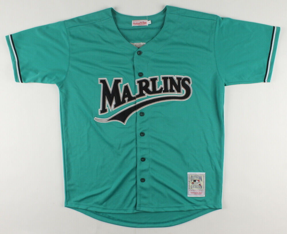 Derrek Lee Signed Florida Marlins Cooperstown Collection Style Jersey –