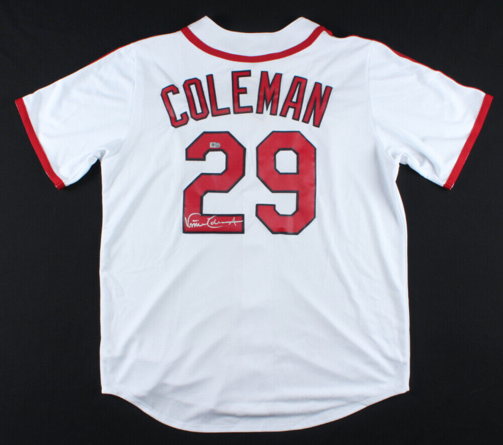 Vince Coleman Signed Cardinals Majestic MLB Cooperstown Jersey
