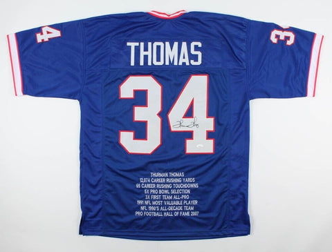 Thurman Thomas Signed Buffalo Bills Career Highlight Stat Jersey (Beckett)