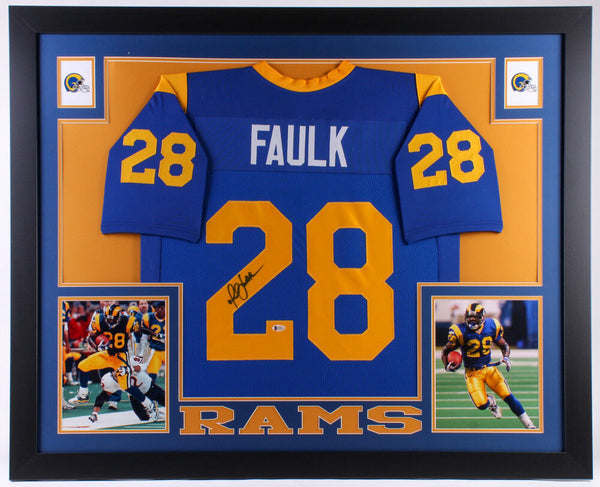 Marshall Faulk Framed Rams Autographed Photo