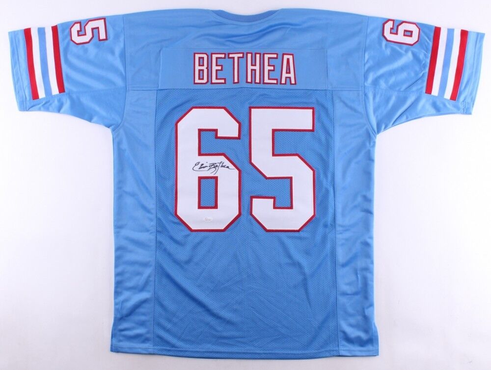 Elvin Bethea Signed Oilers Jersey (SI) 8× Pro Bowl (1969,1971–1975,1978,1979)