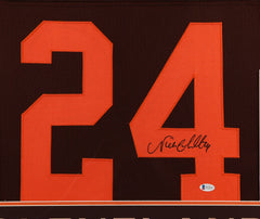 Nick Chubb Signed Custom Framed Cleveland Browns Jersey Display Beckett.