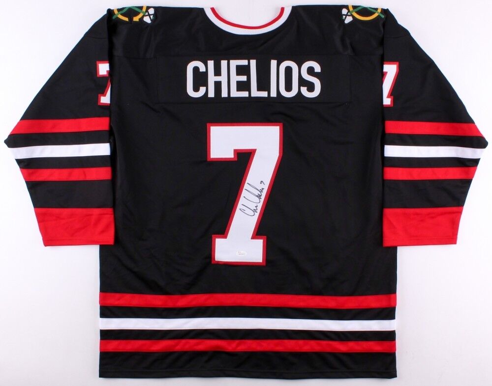 Chris Chelios Signed Chicago Blackhawks Jersey Inscribed HOF 13 (Bec –